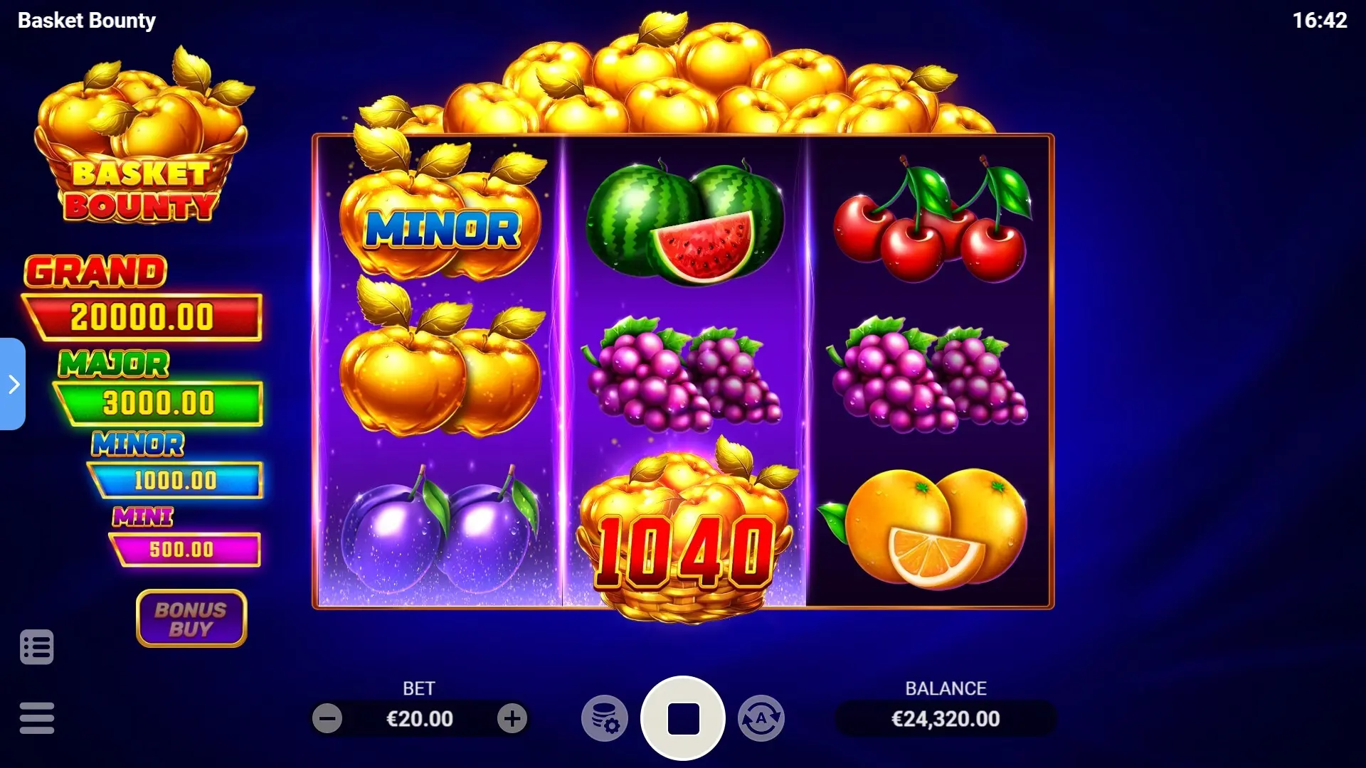 Basket Bounty base game with jackpot ladder