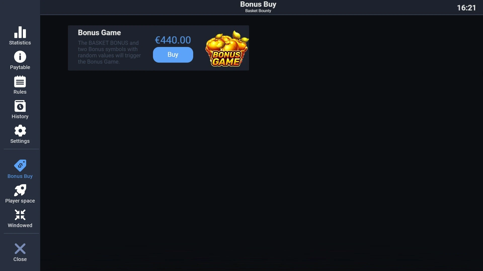 Basket Bounty Bonus Buy menu