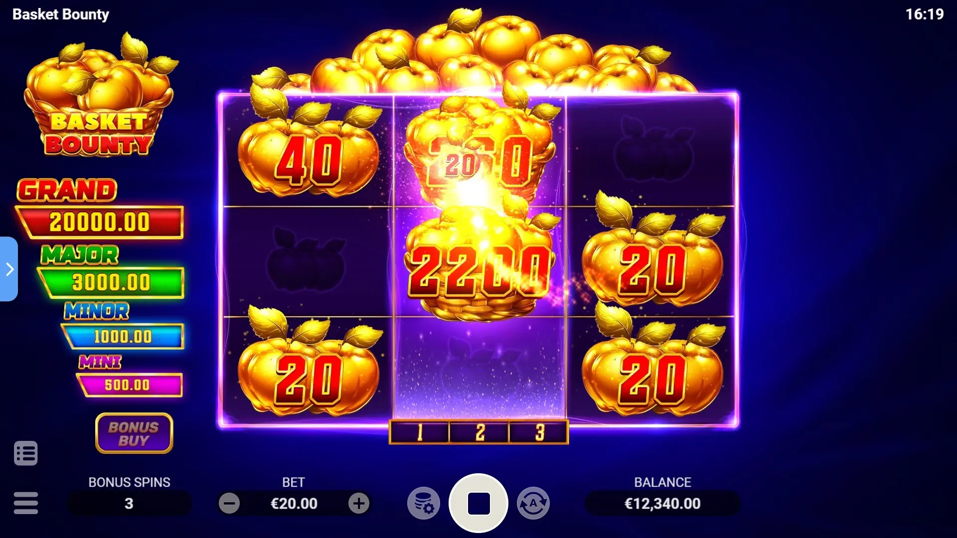 Basket Bounty Apple Harvest bonus game